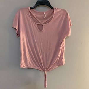 sleek pink short sleeved blouse